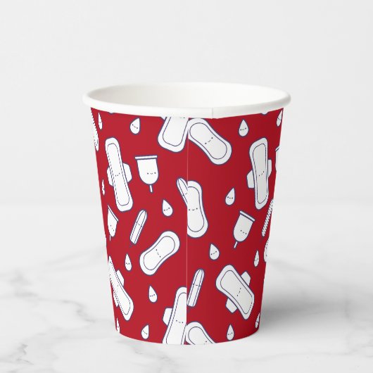 Eerste Periode Party Rood Wit Tampon Pad Patroon Papieren Bekers (Rechts)