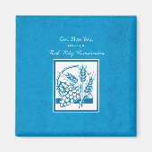 Eerste persbericht, tarwe, druiven blauw magneet (Voorkant)