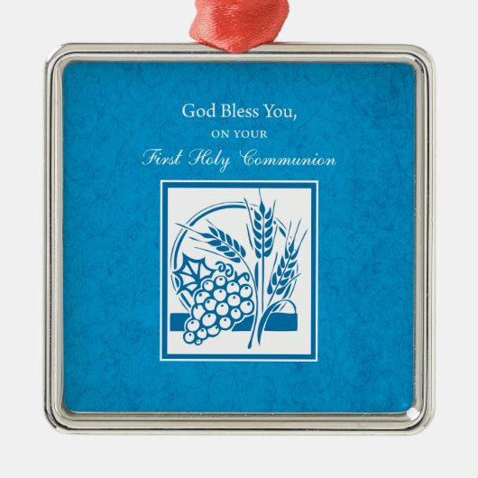 Eerste persbericht, tarwe, druiven blauw metalen ornament (Voorkant)