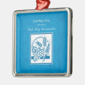 Eerste persbericht, tarwe, druiven blauw metalen ornament (Links)