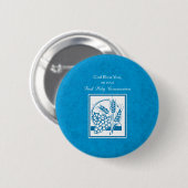 Eerste persbericht, tarwe, druiven blauw ronde button 5,7 cm (Voorkant /achterkant)