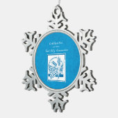 Eerste persbericht, tarwe, druiven blauw tin sneeuwvlok ornament (Rechts)