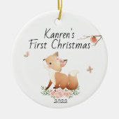 Eerste persoonlijke kerstmis, baby's eerste kerstm keramisch ornament (Voorkant)