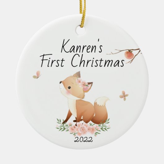 Eerste persoonlijke kerstmis, baby's eerste kerstm keramisch ornament (Voorkant)