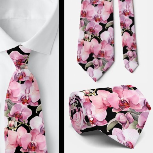 Eerste Pink Orchidee Formele Halsdas Stropdas