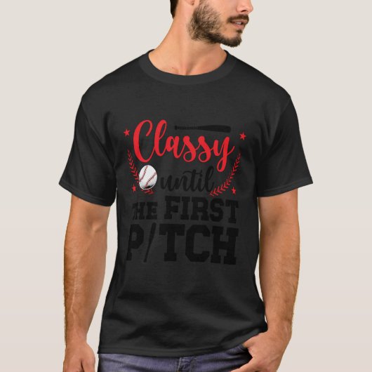 Eerste Pitch Baseball Pitcher Mam Van Een Honkbal T-shirt (Voorkant)