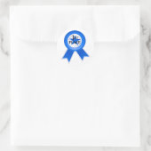 Eerste plaats blauw lint ronde sticker (Tas)