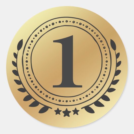 Eerste plaats Eer gouden medaille met gouden gradi Ronde Sticker (Voorkant)