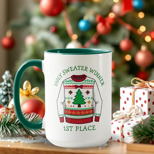 Eerste plaats lelijkste-trui-winnaar Kerstmis Mok
