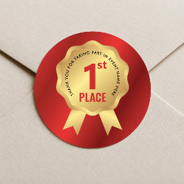 Eerste plaats medaille prijs rood & goud evenement ronde sticker