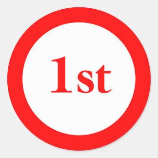 Eerste Plaats Prijs Rood Ronde Sticker