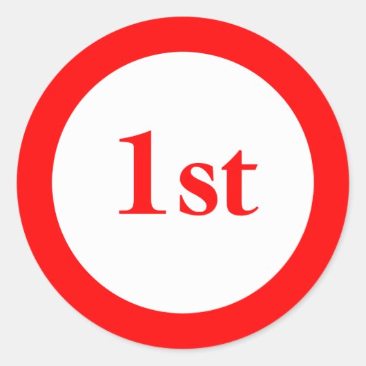 Eerste Plaats Prijs Rood Ronde Sticker (Voorkant)