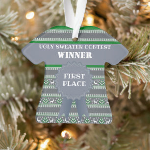 Eerste plaats Ugly Christmas Sweater Contest Winna Ornament