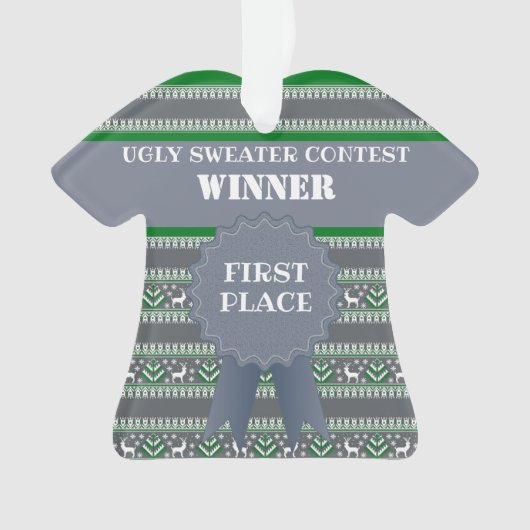 Eerste plaats Ugly Christmas Sweater Contest Winna Ornament (voorkant)