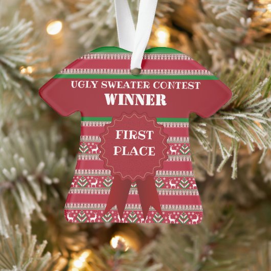 Eerste plaats Ugly Christmas Sweater Contest Winna Ornament (Boom)
