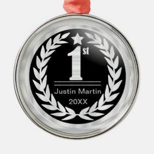 Eerste plechtigheid in Black and White Medal Award Metalen Ornament