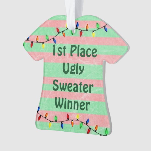 Eerste plek Ugly Sweater Kerstversiering Ornament (voorkant)