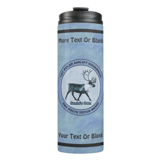 Eerste Polar Airlift Sq van Santa - Afgedankt Thermosbeker (Voorkant)