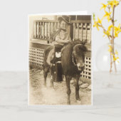 Eerste Pony Ride_Old Fashioned Fotokaart Kaart (Gele Bloem)