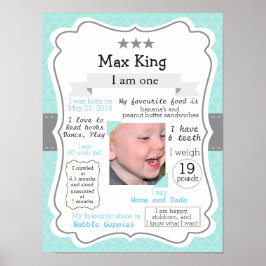 Eerste poster van de verjaardag, blauw voor een jo