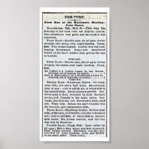 Eerste preakness - New York Times 28 mei 1873 Poster