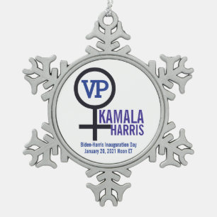 Eerste President Kamala Harris VP Tin Sneeuwvlok Ornament