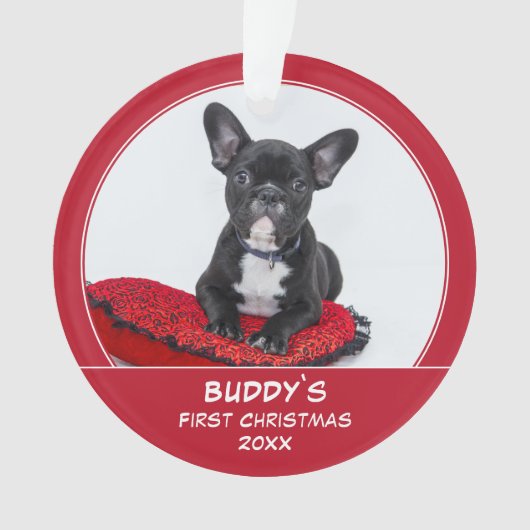 Eerste puppy Kerstmis Persoonlijke foto van Pet Ornament (voorkant)