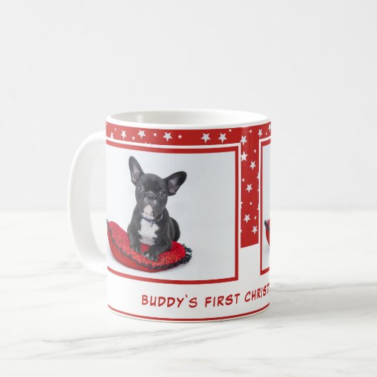 Eerste puppy Kerstmis Rood Persoonlijke foto Pet Koffiemok (Voorkant links)