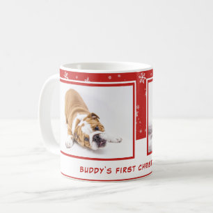 Eerste puppy Kerstmis Rood Persoonlijke foto Pet Koffiemok