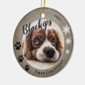 Eerste puppy Kerstmis Rustic Dog Name Foto Keramisch Ornament (Links)
