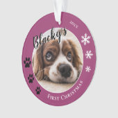 Eerste puppy Kerstmis Rustic Dog Name Foto Ornament (voorkant)