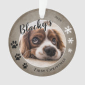 Eerste puppy Kerstmis Rustic Dog Name Foto Ornament (voorkant)