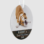 Eerste puppy met kerstcadeau Rustic Pet Foto Ornament (voorkant)