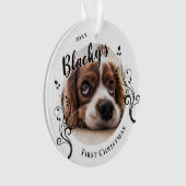 Eerste puppy met kerstfeestdag foto ornament (voorkant)