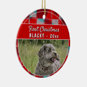 Eerste puppy met kerstmis Red Pset Dog Foto Keramisch Ornament (Rechts)