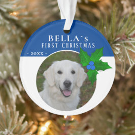 Eerste puppy's kerstfeest Holly Berry Dog foto Ornament