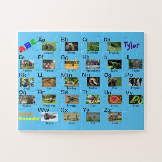 Eerste puzzel van het kind - ABC van exotische die Legpuzzel (Horizontaal)