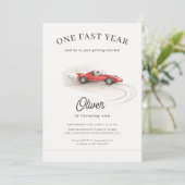 Eerste raceauto 1e verjaardag kaart (Staand voorkant)