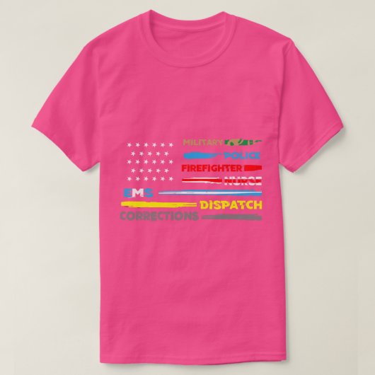 Eerste reactie Hero Flag Nurse EMS Police Fire M T-shirt (Design voorkant)