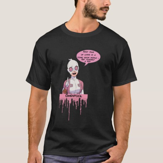 eerste regel van gwenpool - roze druppelen t-shirt (Voorkant)