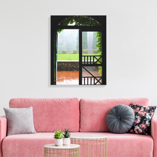 Eerste Regen, Ivy en baksteen verpakt Canvas (Insitu (Woonkamer))