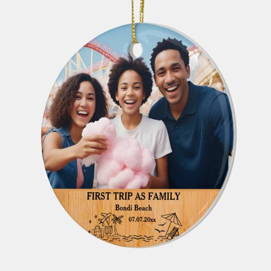 Eerste reis als Family Keepsake & Custom 2 foto's Keramisch Ornament (Links)