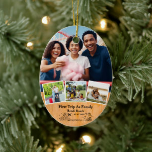 Eerste reis als Family Keepsake & Custom 4 foto's Keramisch Ornament
