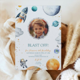 Eerste reis Astronaut Rocket Fotoverjaardag Kaart