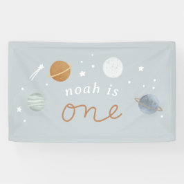 ‘Eerste reis’ Blue Space Theme 1e verjaardag Spandoek