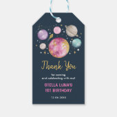 Eerste reis over de zon bij het ruimtevaartmeisje cadeaulabel (Voorkant)