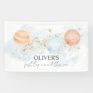 Eerste reis rond de achtergrond van de zonnebanner spandoek