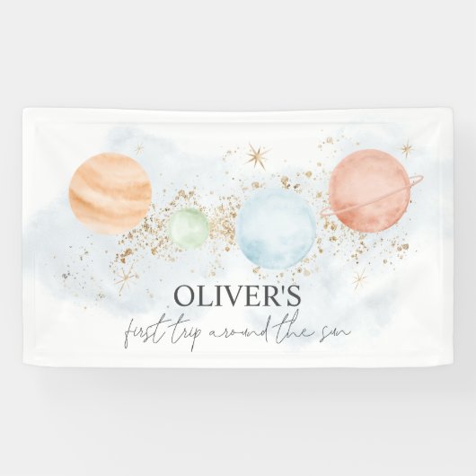 Eerste reis rond de achtergrond van de zonnebanner spandoek (Horizontaal)