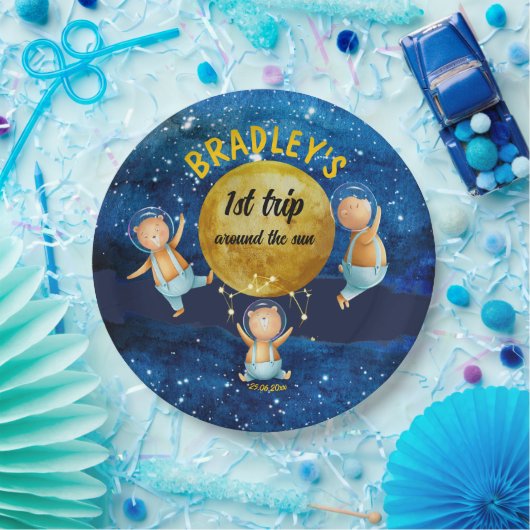 Eerste reis rond de borden van het zondag verjaard papieren bordje (Feest)