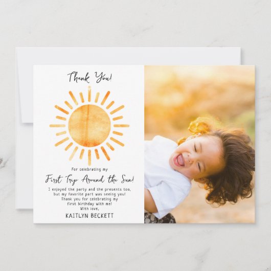 Eerste reis rond de foto van de eerste zondag bedankkaart (Voorkant)